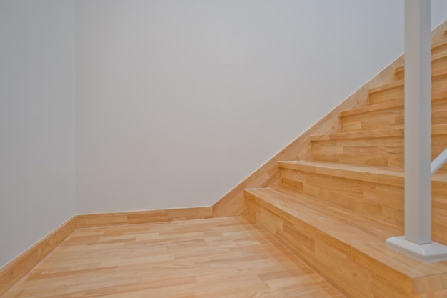 Staircase corner with wooden finish