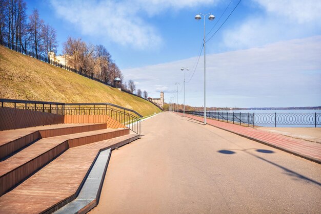 Staircase on the embankment of the Volga River Kineshma Ivanovo region