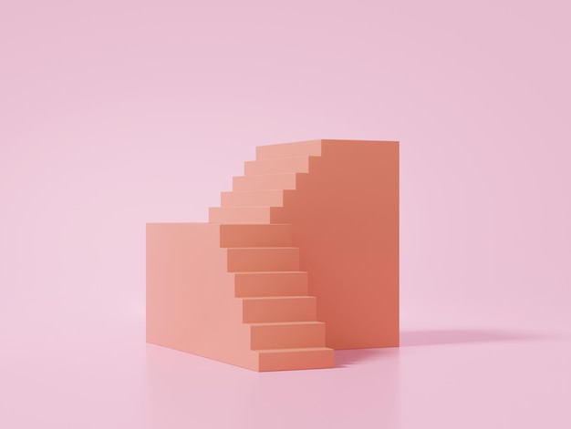 Staircase emtpy on pink background strategy step by step growth of financial business target successful concept 3d render illustration