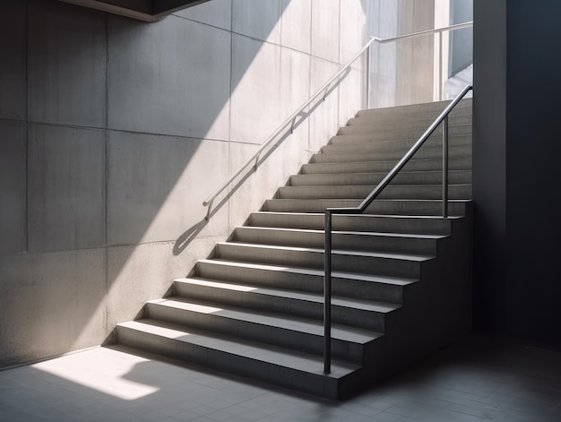 A staircase inside a building leads to the outdoors