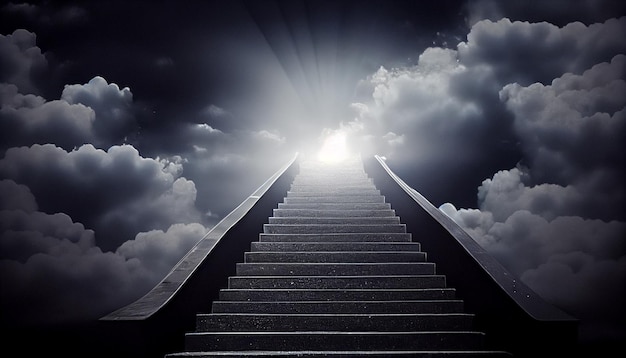 Staircase leading to heaven at night Generative AI