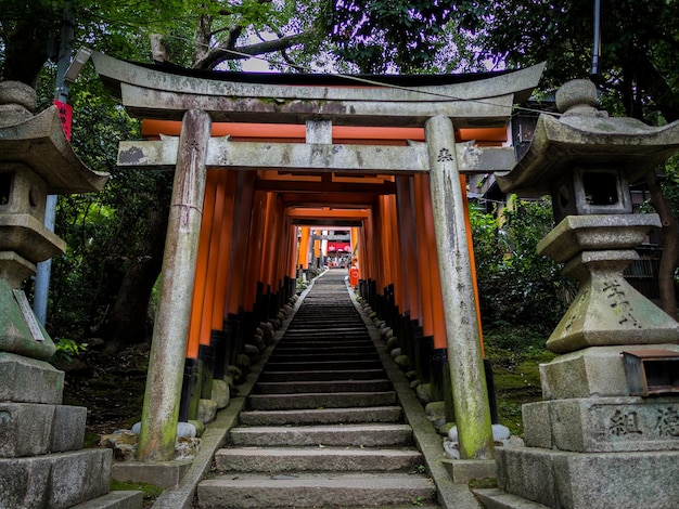 Staircase leading towards temple outside building