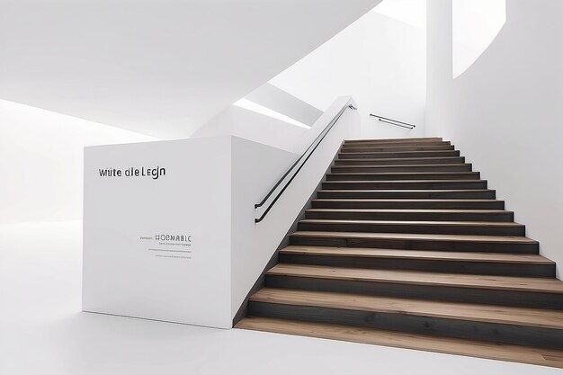 Photo staircase riser signage mockup with blank white empty space for placing your design