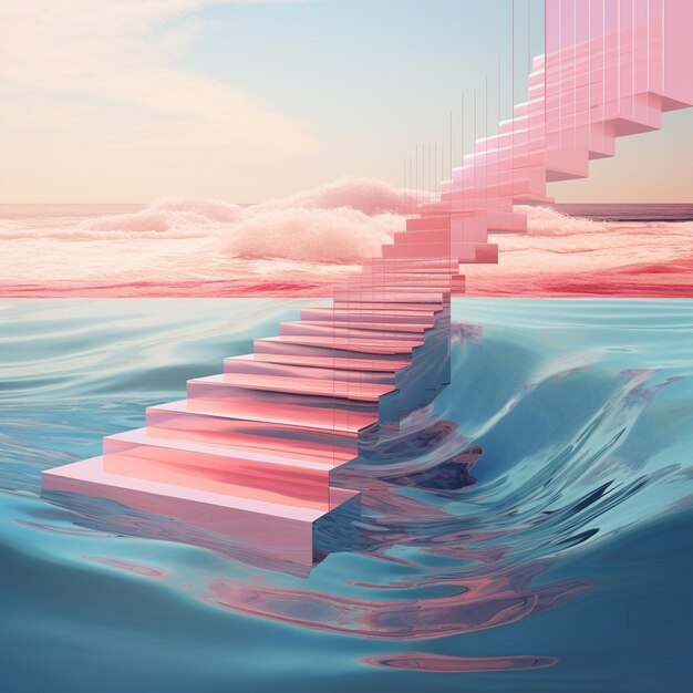 A staircase surreal geometric abstract creation