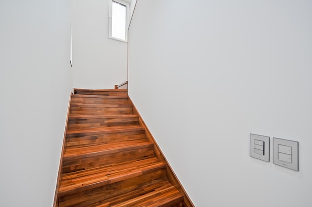 The staircase used red wood to create a stately feel