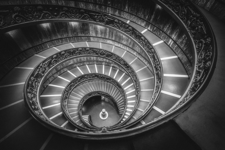 Photo staircase in vatican museums, vatican, rome, italy