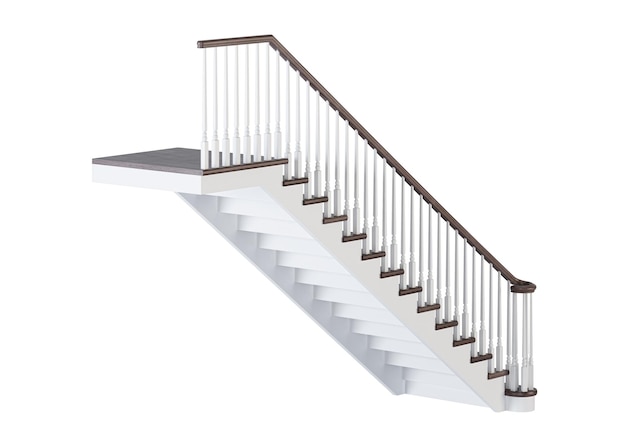 Staircase on a white background. 3D rendering.