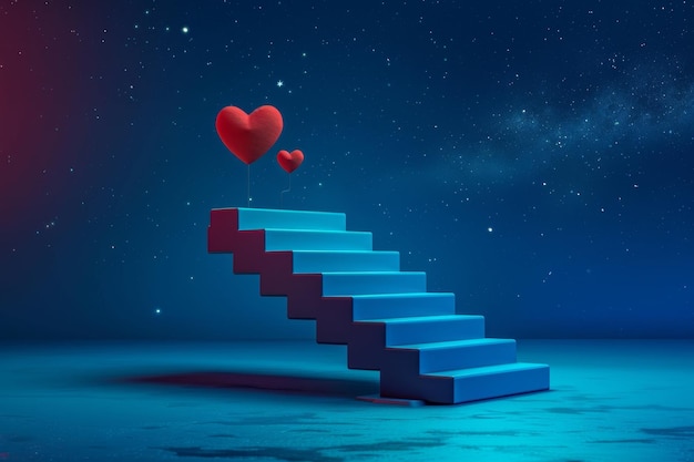 A staircase with a heart on it