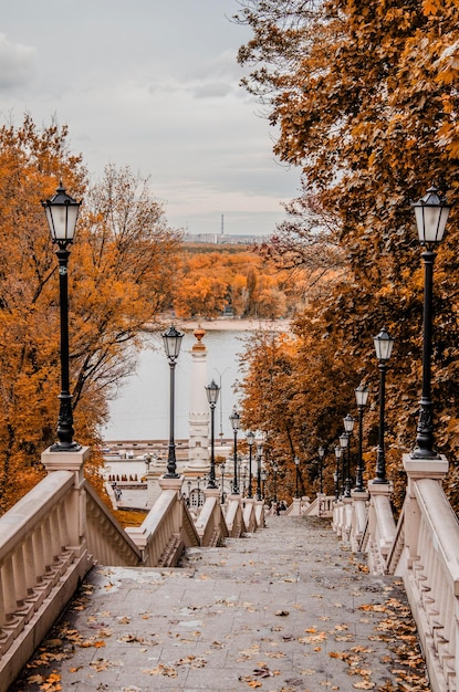 Stairs in autumn