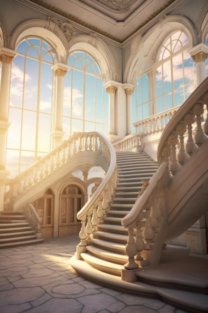 Stairs in a castle with a window