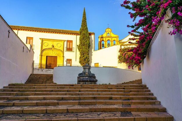 Stairs to the catholic church and monastery in the city of Cordoba Andalusia.