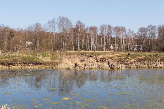 Stairs from the collapsed Rapti estate in Dzerzhinsk Spring Leningrad region