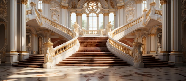 stairs leading to the entrance on beautiful palace