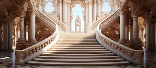 stairs leading to the entrance on beautiful palace