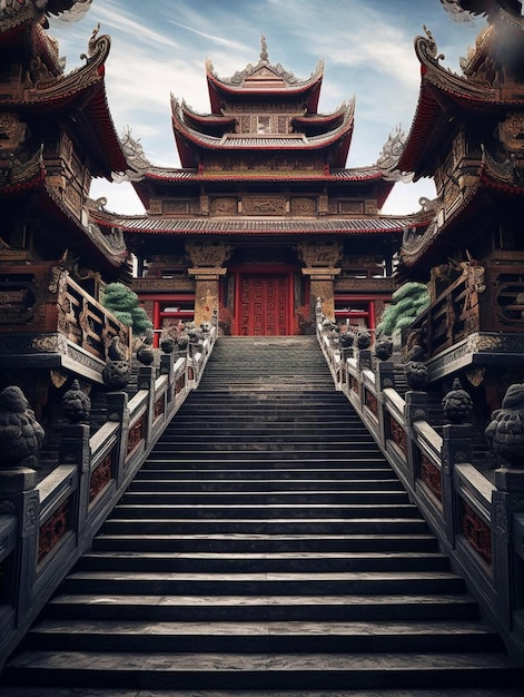 the stairs leading to the temple