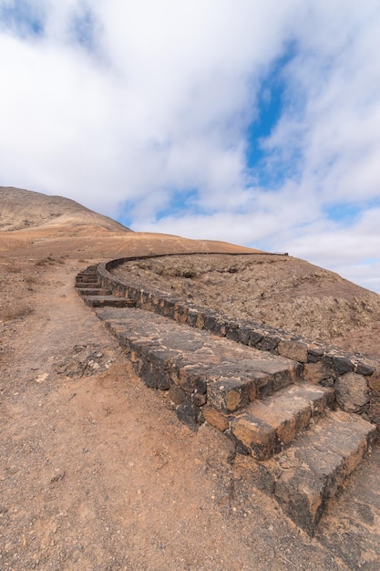 Stairs leading to the top of mountain Mirrador de villabron