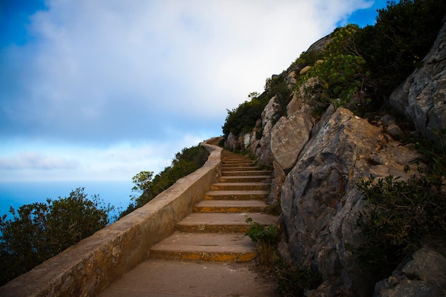 Stairs on a mountain road