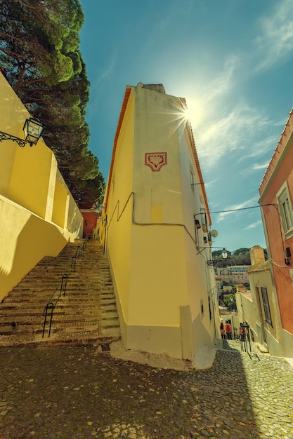 Stairs on small street in Alfama Lisbon