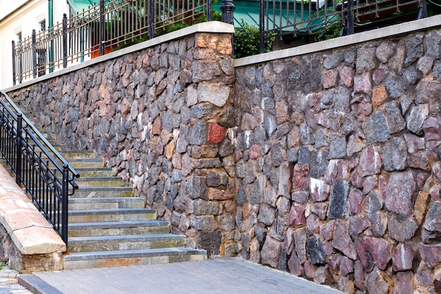 Stairs and stone wall of a building