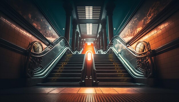 Stairs in a subway station Generative ai