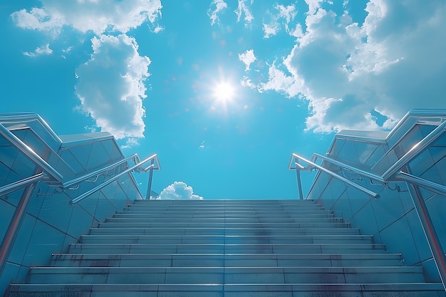 Photo stairway ascending into sky with clouds