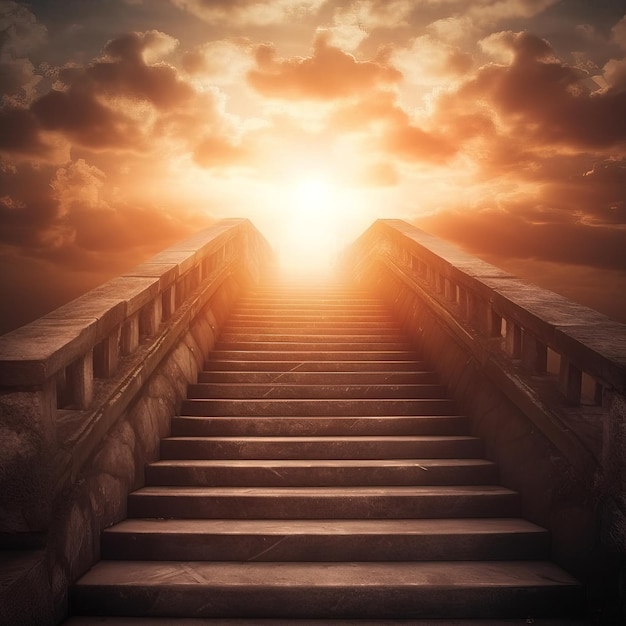 空の背景を持つ天国への階段