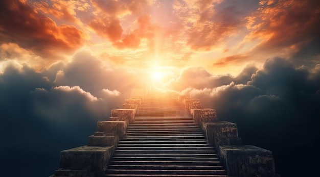 Stairway to heaven with a sky background