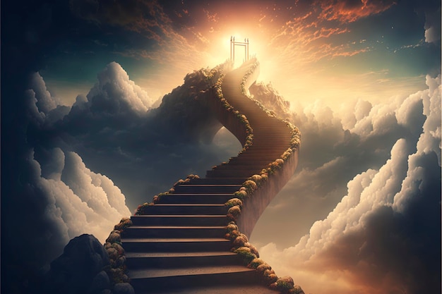 Illustration Of Stairs On The Way To Heaven Background, Way