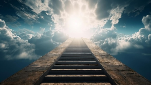 Stairway Leading Up To Heavenly Sky Toward The Light