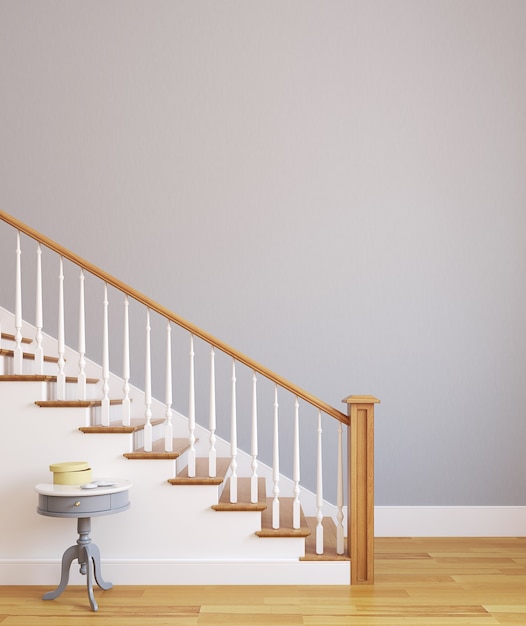 Stairway in modern house. 3d render.