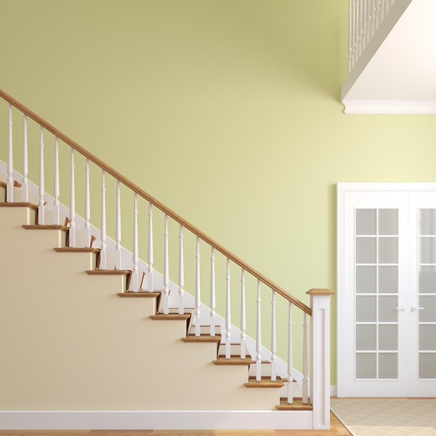 Photo stairway in the modern house 3d render