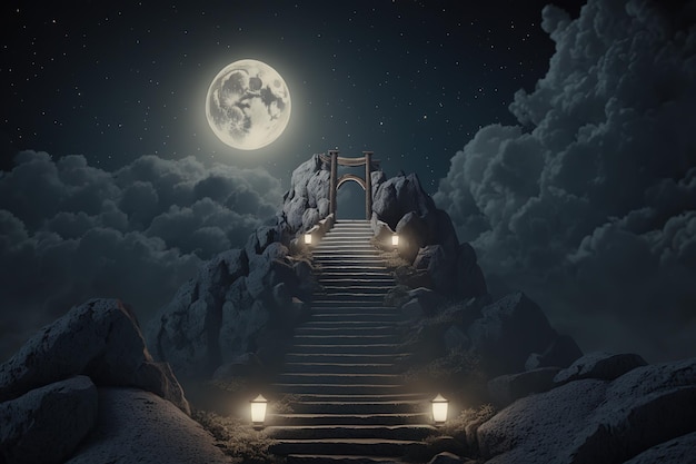 Stairway to heavenMooie magische fantastische illustratie Mysterieuze magische AI