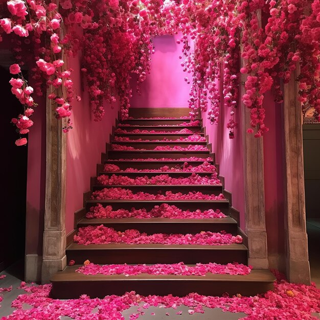 stairway with roses