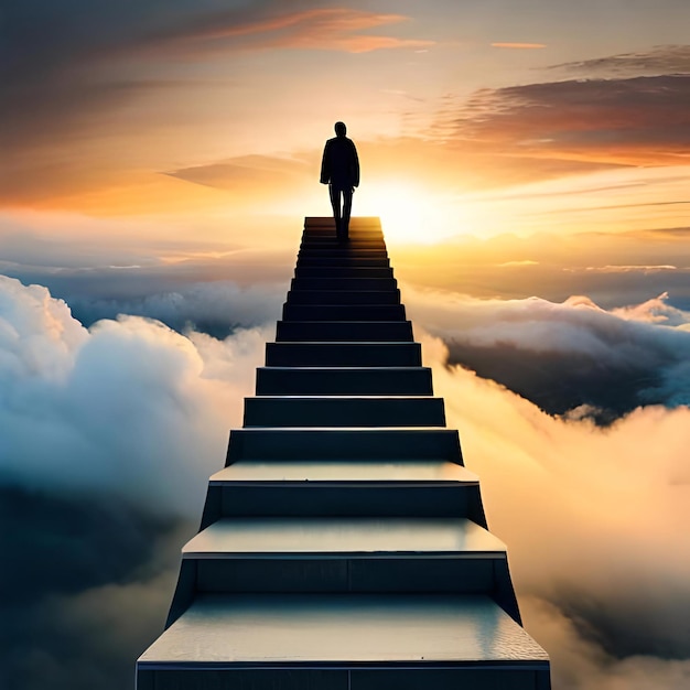 Photo a stairway with through the clouds