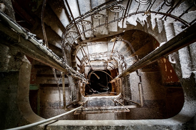 Stairwell in an old abandoned house.