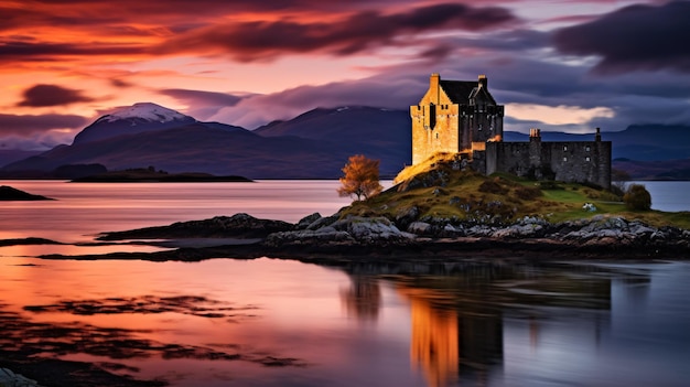 Photo stalker castle in the highlands of scotland seen at dusk