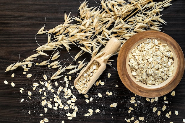 The stalks of oats and oatmeal