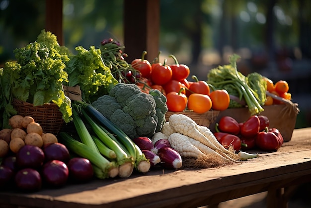 On a stall in the country fruit and vegetables for sale