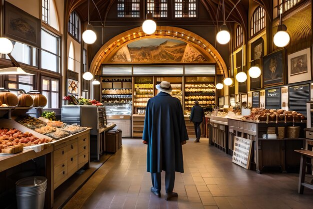 Stall on mercato delle erbe indoor food market in bologna city italy