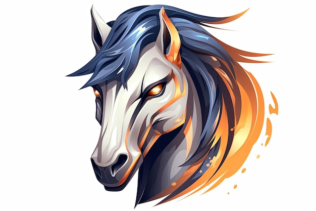 Stallion hoofd en paard icoon sticker kunst illustratie en esports mascotte logo concept