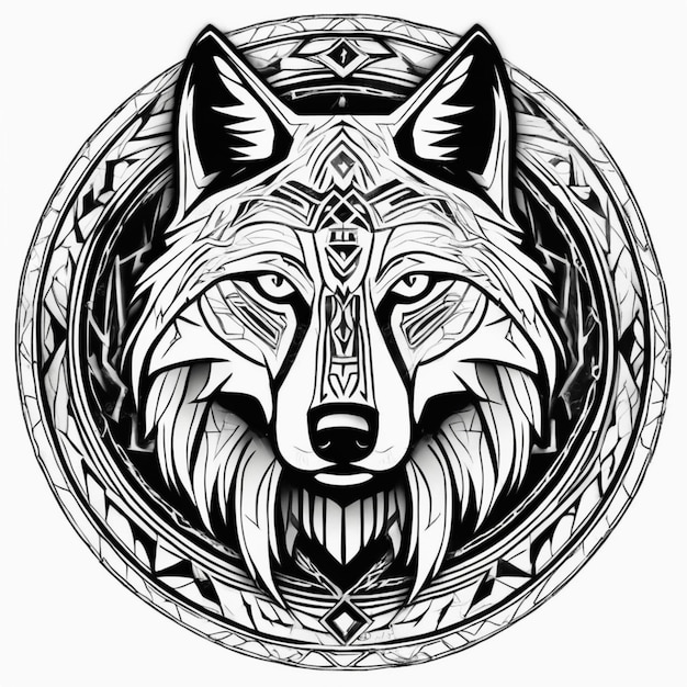 Stammenwolf in ingewikkeld ontwerp