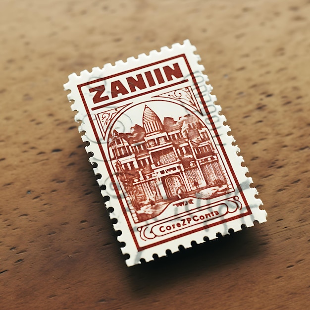 Photo stamp of asuncin city with monochrome crimson color guarani motifs de scribbles clipart tshirt art