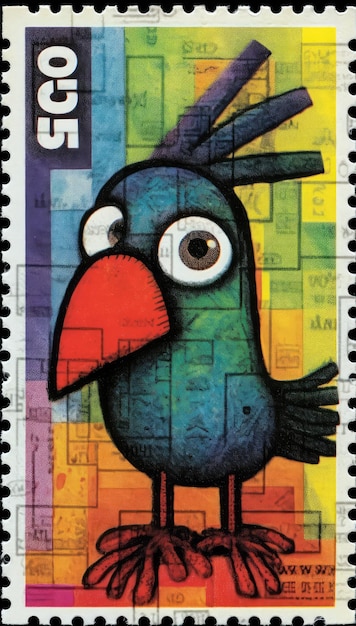 A stamp bird pop art