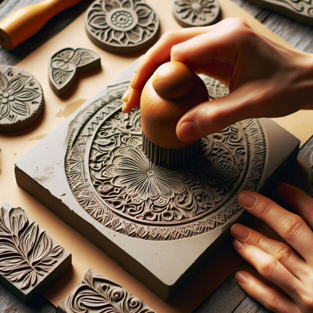 Stamp on clay