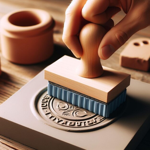 Photo stamp on clay