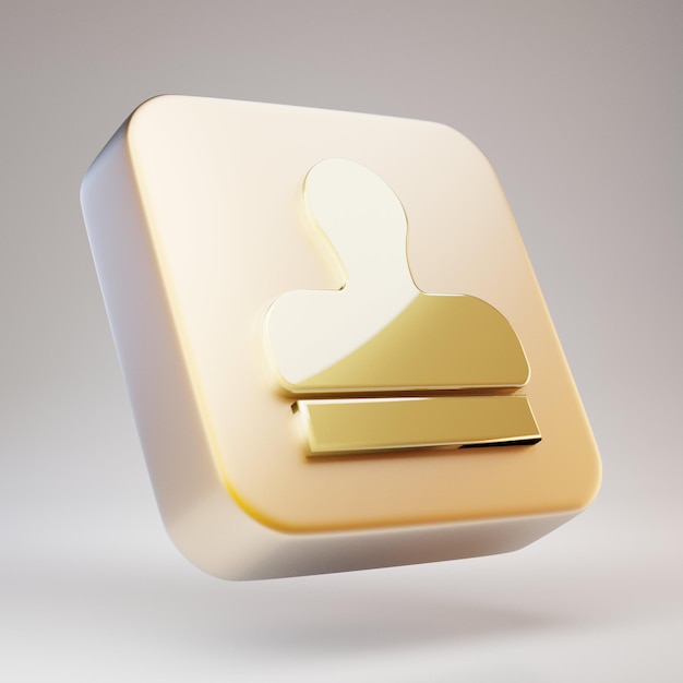 Stamp icon. Golden Stamp symbol on matte gold plate. 3D rendered Social Media Icon.