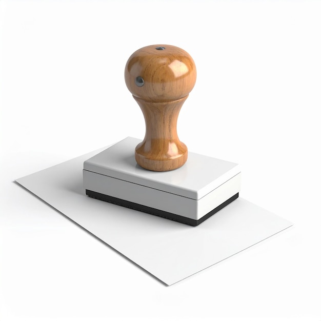 stamping documents a stamp on a blank paper over white background