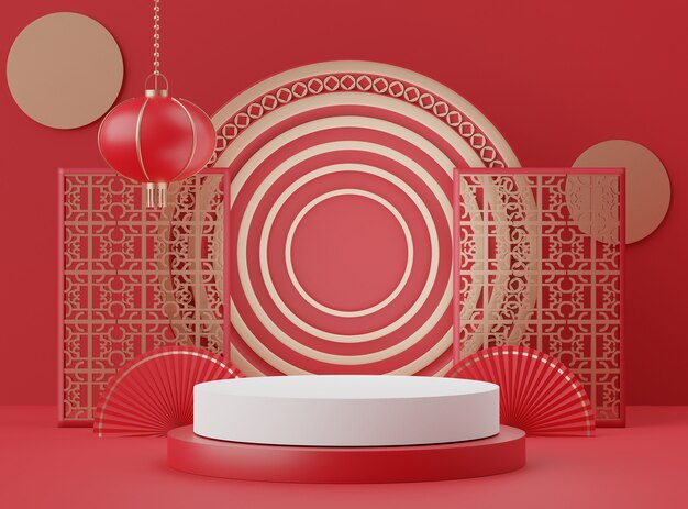 Stand podium with Chinese lunar new year theme for ox year