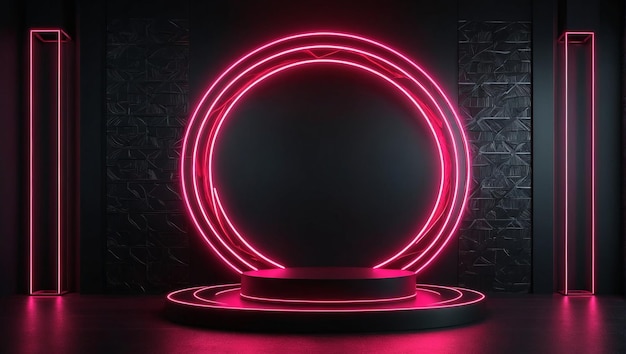 Standaard Donker podium scherm achtergrond neon laser rood roze licht