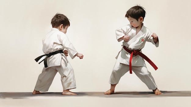 Foto posizione di sparring standard del taekwondo artgerm realismo sognante